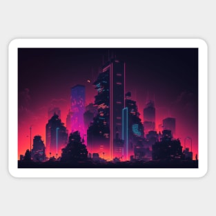 Cyberpunk City By Night Sticker